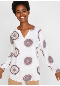 bonprix - Bluzka tunikowa z miękkiej wiskozy. Kolor: biały. Materiał: wiskoza #1