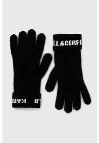Karl Lagerfeld Rękawiczki z domieszką kaszmiru damskie kolor czarny. Kolor: czarny. Materiał: kaszmir