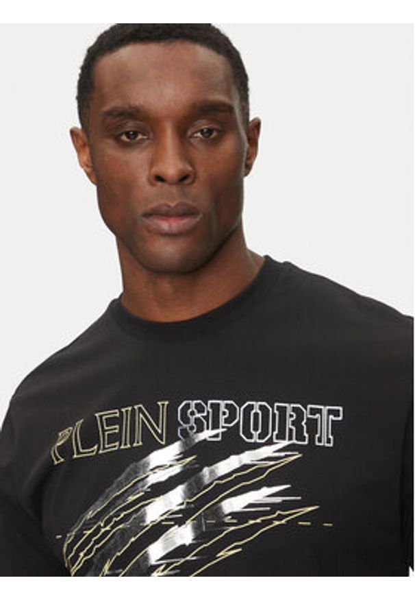 Plein Sport T-Shirt SAEC MTK8006 STE001N Czarny Regular Fit. Kolor: czarny. Materiał: bawełna. Styl: sportowy