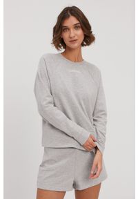 Calvin Klein Underwear Bluza piżamowa damska kolor szary. Okazja: na co dzień. Kolor: szary. Materiał: dzianina. Długość rękawa: długi rękaw. Długość: długie. Styl: casual #1