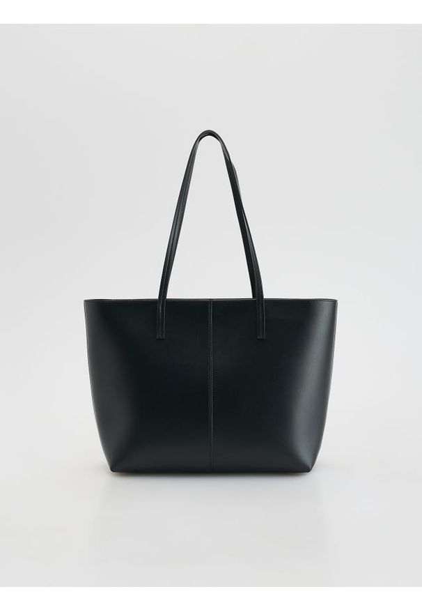 Reserved - Torebka shopper - czarny. Kolor: czarny. Materiał: skórzane