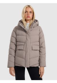 4f - 4F Kurtka puchowa z wypełnieniem naturalnym damska - beżowa XXL. Kolekcja: moda ciążowa. Kolor: beżowy. Materiał: puch. Sezon: zima