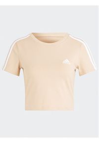Adidas - adidas T-Shirt Essentials 3-Stripes IR6114 Beżowy Slim Fit. Kolor: beżowy. Materiał: bawełna #2