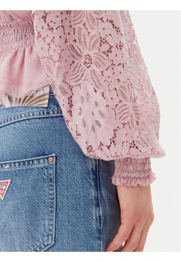 Guess Bluzka W5GH0S WE550 Różowy Regular Fit. Kolor: różowy. Materiał: wiskoza