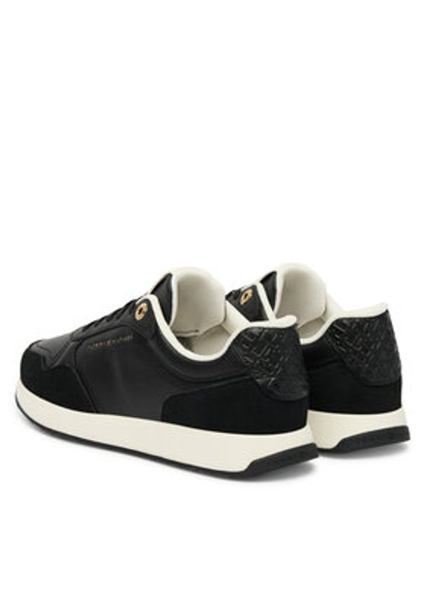 TOMMY HILFIGER - Tommy Hilfiger Sneakersy Monogram Mix Material Runner FW0FW09267 Czarny. Kolor: czarny. Materiał: zamsz, skóra
