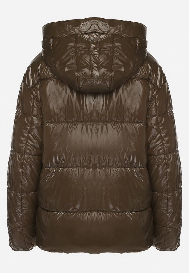 Born2be - Ciemnozielona Pikowana Kurtka z Połyskiem Arceka. Okazja: na co dzień. Kolor: zielony. Materiał: jeans, materiał. Styl: wizytowy, elegancki, casual