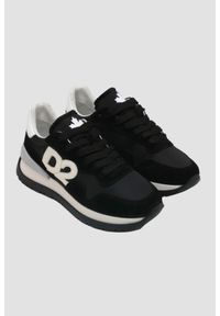 DSQUARED2 Czarne sneakersy Running Low Top. Kolor: czarny. Materiał: skóra. Sport: bieganie
