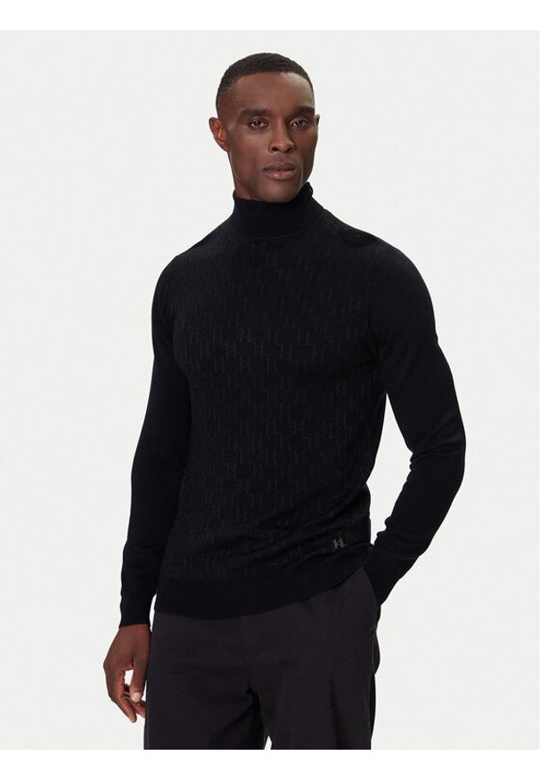 Karl Lagerfeld - KARL LAGERFELD Golf 655019 554303 Czarny Regular Fit. Typ kołnierza: golf. Kolor: czarny. Materiał: wełna, wiskoza