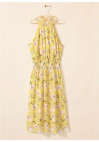 Sukienka z przeszyciem cienkimi gumkami bonprix żółty w kwiaty. Kolor: żółty. Wzór: kwiaty #4