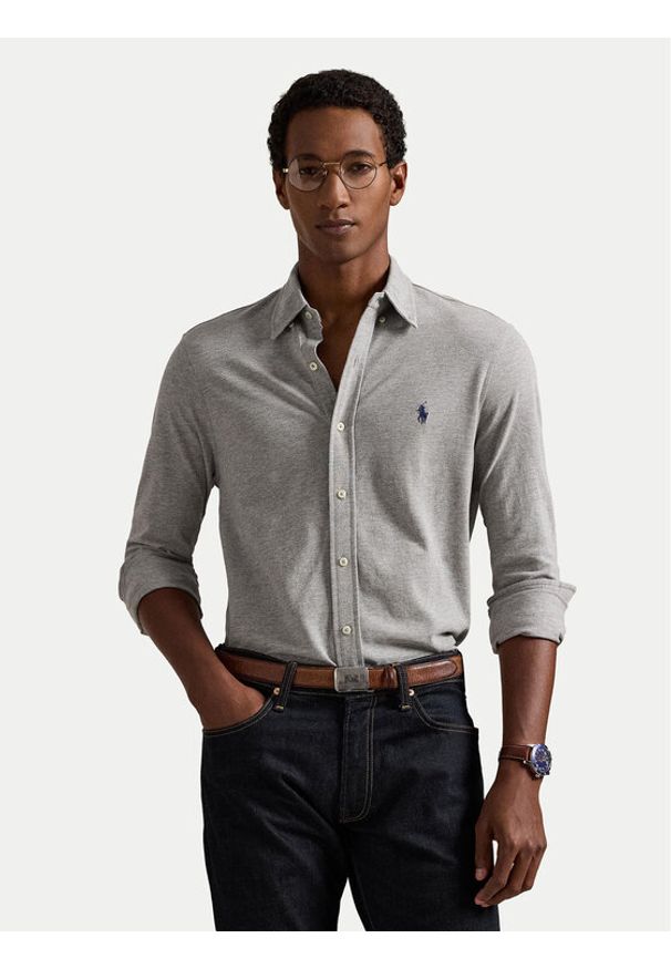 Polo Ralph Lauren Koszula 710654408 Szary Regular Fit. Typ kołnierza: polo. Kolor: szary. Materiał: bawełna