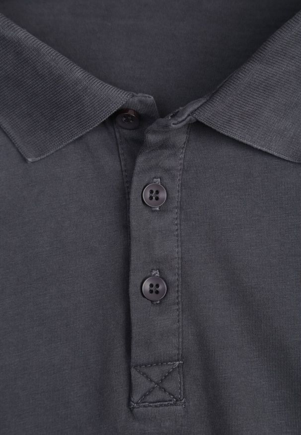 Born2be - Ciemnoszara Gładka Koszulka Polo o Klasycznym Kroju Sinopea. Okazja: do pracy, na co dzień, na spotkanie biznesowe. Typ kołnierza: polo. Kolor: szary. Materiał: jeans. Wzór: gładki. Styl: klasyczny