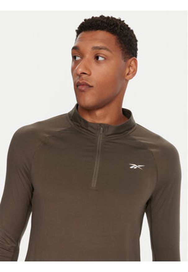 Reebok Koszulka techniczna RK25177CCM Khaki Regular Fit. Kolor: brązowy. Materiał: syntetyk