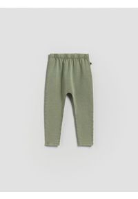 Reserved - Bawełniane legginsy - ciemnozielony. Kolor: zielony. Materiał: bawełna