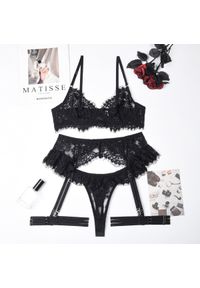 Intica - Komplet bielizny z ozdobną lamówką i luksusowym wykończeniem Domitilla. Kolor: czarny. Materiał: materiał