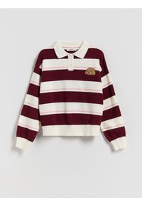 Reserved - Sweter polo w paski Boffie & Poko - wielobarwny. Typ kołnierza: polo. Materiał: wiskoza, dzianina. Wzór: paski #1