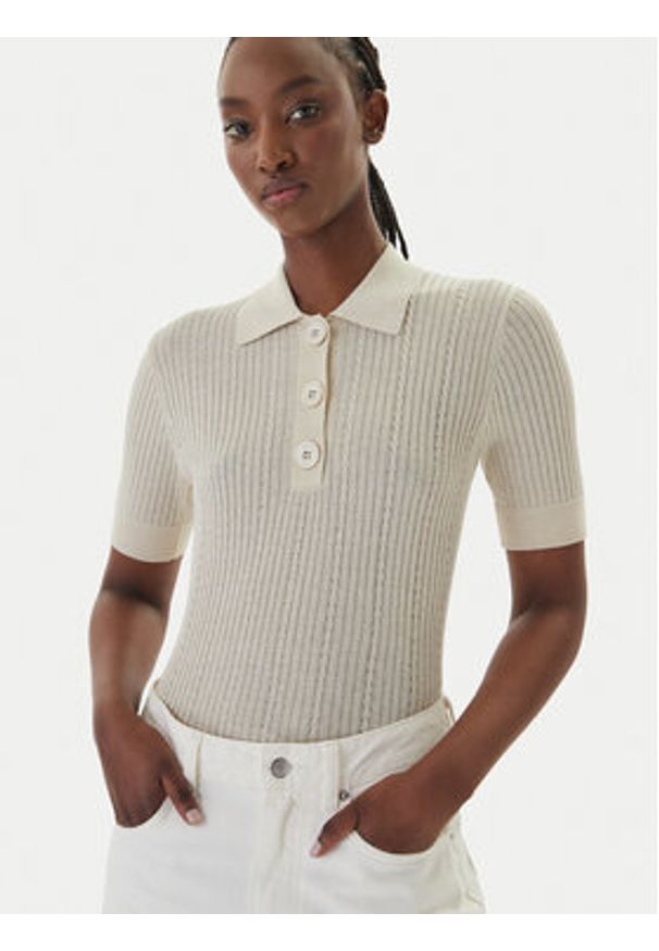 Liu Jo Polo WA6285 MS46J Beżowy Slim Fit. Typ kołnierza: polo. Kolor: beżowy. Materiał: wiskoza