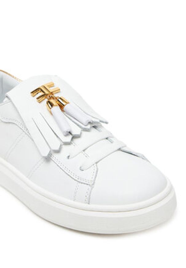 Elisabetta Franchi Sneakersy F4-A9E-0232 Biały. Kolor: biały. Materiał: skóra