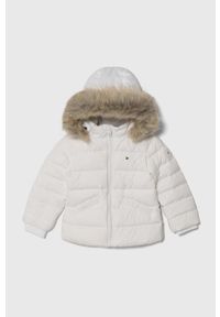 TOMMY HILFIGER - Tommy Hilfiger kurtka puchowa dziecięca kolor biały. Okazja: na co dzień. Kolor: biały. Materiał: puch. Styl: casual