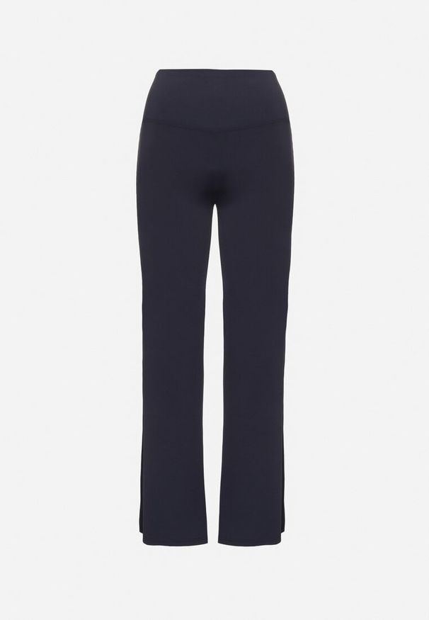 Born2be - Granatowe Legginsy Dzwony z Wysokim Stanem i Szeroką Gumką w Talii Idoreia. Okazja: na co dzień. Stan: podwyższony. Kolor: niebieski. Styl: elegancki, casual