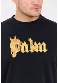 PALM ANGELS Czarny męski t-shirt Burning Logo Tee, Rozmiar XL. Kolor: czarny. Materiał: bawełna. Długość rękawa: krótki rękaw. Długość: krótkie #4