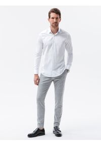 Ombre Clothing - Koszula męska z długim rękawem K593 - biała - XXL. Okazja: do pracy, na spotkanie biznesowe, na co dzień. Kolor: biały. Materiał: bawełna, poliester. Długość rękawa: długi rękaw. Długość: długie. Styl: casual, klasyczny, biznesowy #3