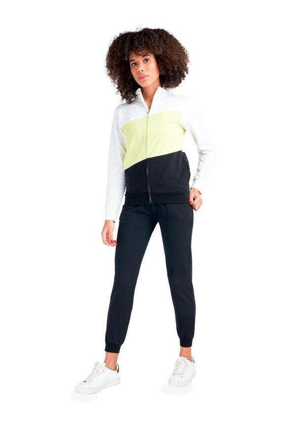 LEONE 1947 APPAREL - Damski kombinezon Live in Colors, zapinany na zamek i ze stójką. Kolor: zielony, wielokolorowy, żółty. Materiał: tkanina, dresówka. Sport: fitness