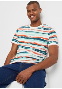 bonprix - T-shirt z bawełny organicznej. Kolor: wielokolorowy. Materiał: bawełna. Wzór: paski #1