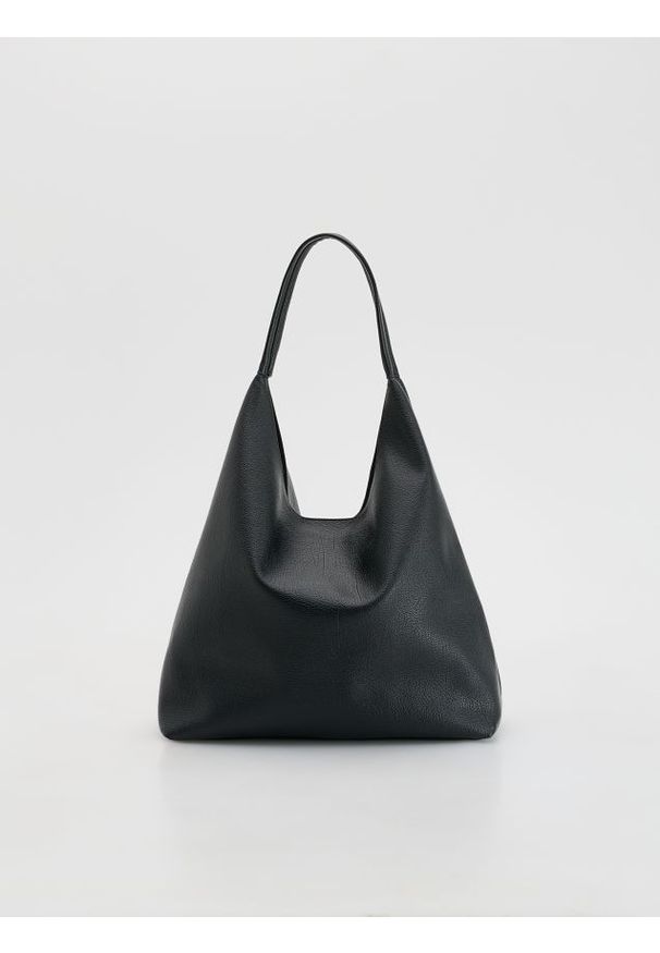 Reserved - Torebka hobo - czarny. Kolor: czarny. Materiał: skórzane