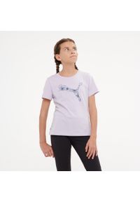 Koszulka dziecięca Puma. Kolor: fioletowy. Materiał: bawełna