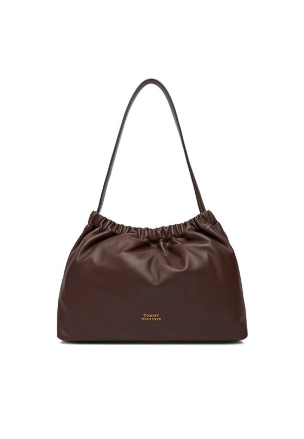 TOMMY HILFIGER - Tommy Hilfiger Torebka Soft Leather Shoulder Bag AW0AW18307 Bordowy. Kolor: czerwony. Materiał: skórzane