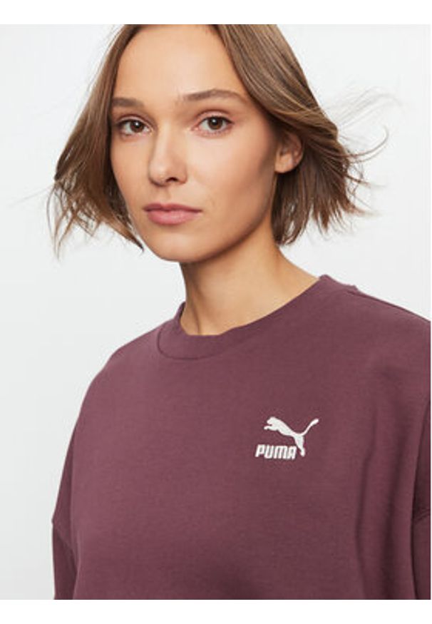 Puma Bluza Classics 621408 Bordowy Oversize. Kolor: czerwony. Materiał: bawełna