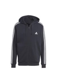 Adidas - Bluza z kapturem Essentials Fleece 3-Stripes Full-Zip. Typ kołnierza: kaptur. Kolor: czarny. Materiał: materiał