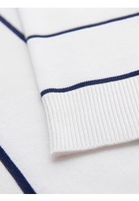 Ombre Clothing - Męski longsleeve polo w poziome paski z wiskozą – biało-granatowy V2 OM-POLS-0146 - XXL. Okazja: do pracy, na co dzień. Typ kołnierza: polo. Kolor: biały. Materiał: wiskoza. Długość rękawa: długi rękaw. Długość: długie. Wzór: paski. Styl: elegancki, casual #3