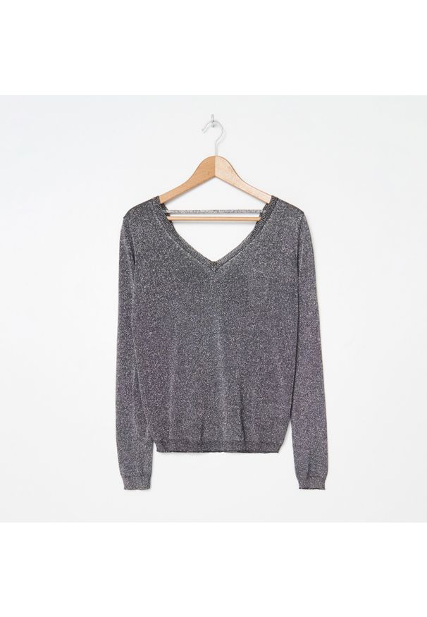 House - Wiskozowy sweter z błyszczącą nitką - Czarny. Kolor: czarny. Materiał: wiskoza