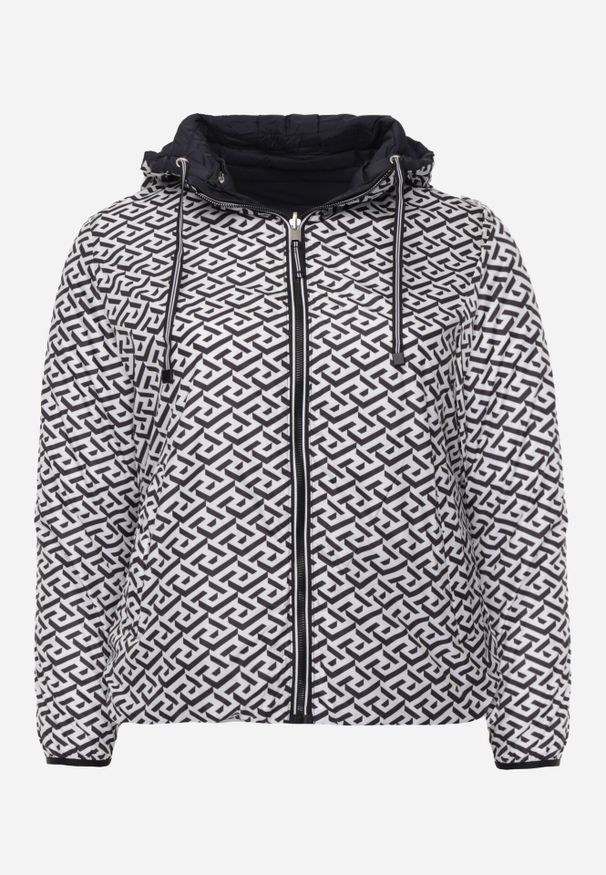 Born2be - Granatowa Dwustronna Kurtka Pikowana z Kapturem Zidila. Okazja: na co dzień, na spacer. Typ kołnierza: kaptur. Kolekcja: plus size. Kolor: niebieski. Materiał: jeans. Wzór: geometria. Styl: casual, sportowy