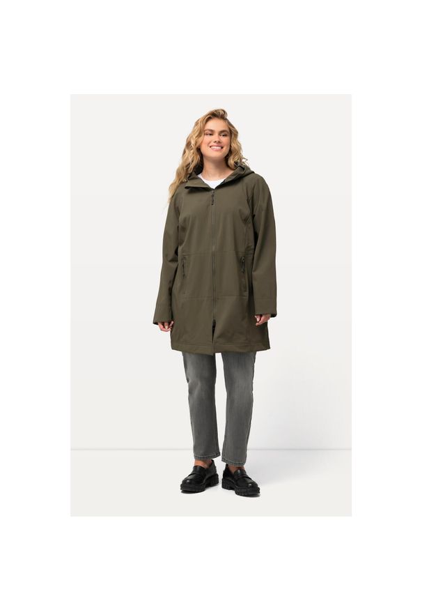 ULLA POPKEN - Damskie Kurtka softshell HYPRAR hydrofobowa podszewka z polaru. Kolekcja: plus size. Kolor: zielony. Materiał: poliester, materiał, elastan. Sport: turystyka piesza