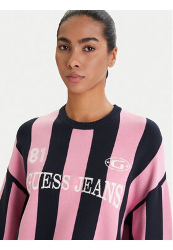 Guess Jeans Sweter W6RR17 Z3FC2 Kolorowy Regular Fit. Materiał: wiskoza. Wzór: kolorowy