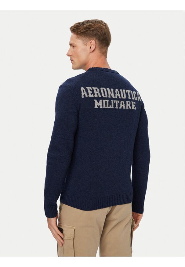 Aeronautica Militare Sweter 262MA1645UL00924 Granatowy Regular Fit. Kolor: niebieski. Materiał: wełna