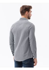 Ombre Clothing - Żakardowa koszula męska i drobnym wzorem REGULAR FIT K623 - czarna - XXL. Okazja: na co dzień. Kolor: czarny. Materiał: żakard. Długość rękawa: długi rękaw. Długość: długie. Styl: casual, klasyczny #5