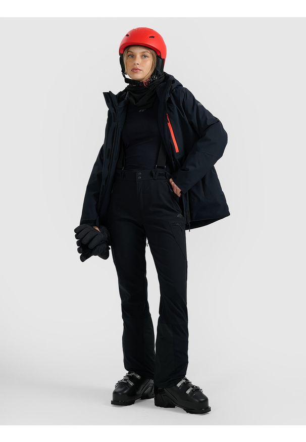 4f - 4F Spodnie narciarskie membrana 10000 damskie - czarne XXL. Stan: podwyższony. Kolor: czarny. Materiał: materiał. Wzór: gładki. Sezon: zima. Sport: narciarstwo