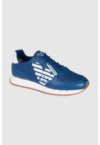EA7 Emporio Armani - EA7 Niebieskie sneakersy z białą podeszwą, Rozmiar 45 1/3. Kolor: niebieski