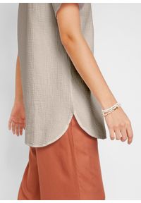 bonprix - Długa tunika muślinowa z czystej bawełny. Kolor: szary. Materiał: bawełna. Długość rękawa: krótki rękaw. Długość: krótkie, długie #2