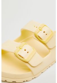 Mango Kids klapki dziecięce Paut kolor żółty. Kolor: żółty. Materiał: materiał. Wzór: gładki #2