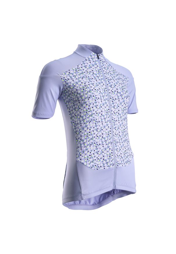 VAN RYSEL - Koszulka rowerowa szosowa damska Triban RC500 Floral. Kolor: niebieski, wielokolorowy, żółty