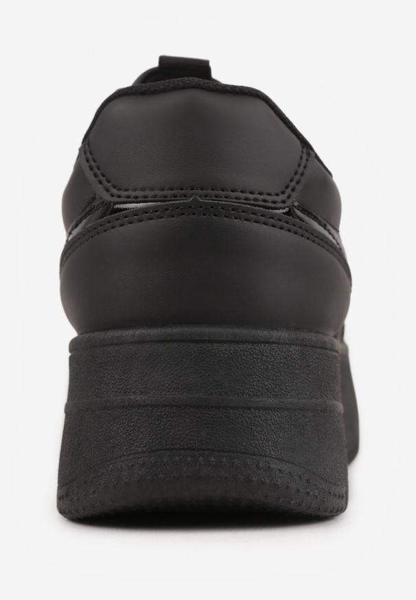 Born2be - Czarne Klasyczne Sneakersy Vices na Grubej Podeszwie Torira. Okazja: na co dzień, na spacer. Nosek buta: okrągły. Zapięcie: sznurówki. Kolor: czarny. Materiał: jeans. Sport: turystyka piesza