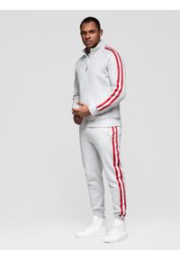 Ombre Clothing - Dresowy komplet set męski bluza rozpinana + spodnie dresowe joggery - szary melanż V1 - Rozmiar: XL. Okazja: na co dzień, do domu. Typ kołnierza: kołnierzyk stójkowy. Kolor: szary. Materiał: dresówka. Długość rękawa: raglanowy rękaw. Wzór: melanż. Styl: casual, sportowy