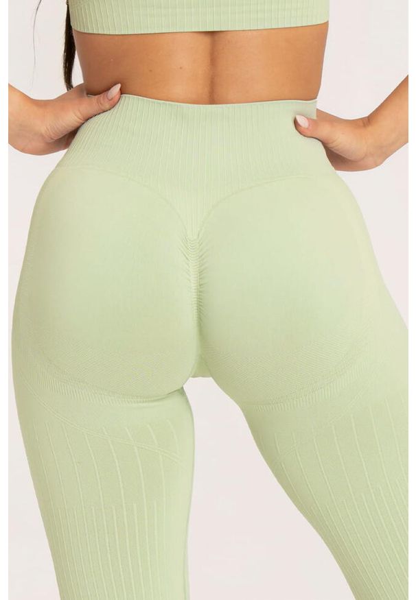 GYM GLAMOUR - Legginsy fitness damskie Gym Glamour push up 2.0. Kolor: zielony, wielokolorowy, żółty. Sport: fitness