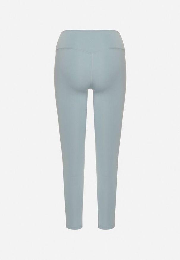 Born2be - Jasnozielone Legginsy z Wysokim Stanem Parefia. Okazja: na co dzień. Stan: podwyższony. Kolor: niebieski. Materiał: dzianina, materiał. Styl: sportowy, casual