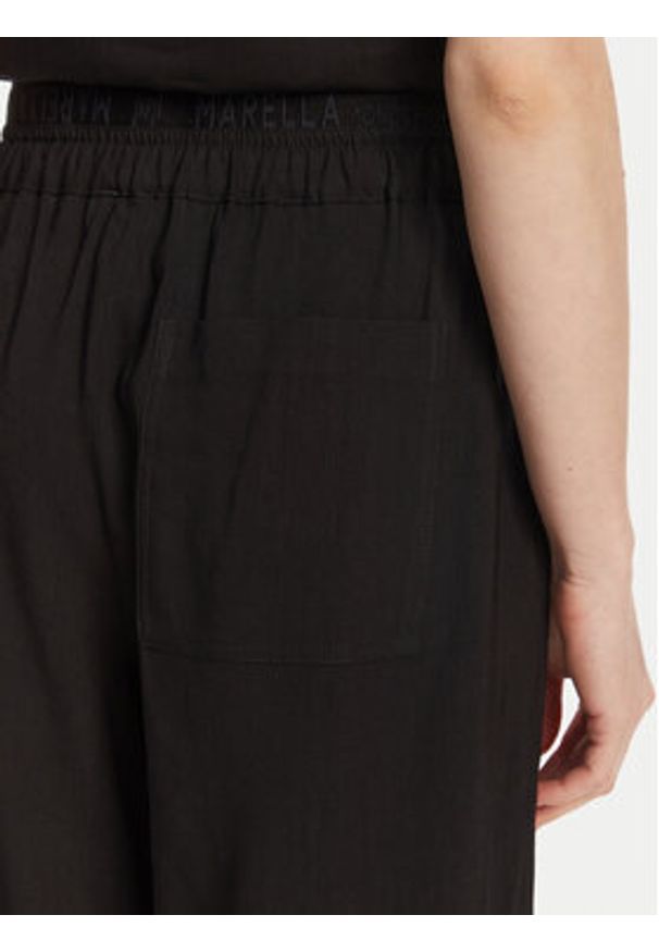 Marella Spodnie materiałowe Fred 2513131085 Czarny Wide Leg. Kolor: czarny. Materiał: wiskoza, len