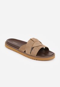 Born2be - Beżowe Klapki VICES z Przeplatanymi Paskami Anreene. Okazja: na co dzień. Kolor: beżowy. Materiał: len. Wzór: paski. Styl: casual, klasyczny, elegancki #9